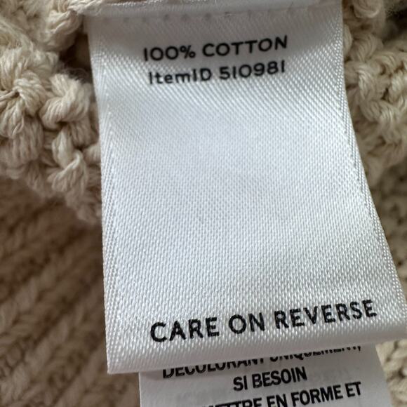 LL Bean Signature Fisherman Sweater Women’s Medium Cream Cotton Knitted Pullover - Picture 7 of 10